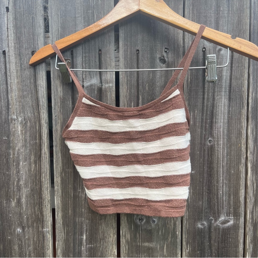 Brown and White Striped Pacsun Top
